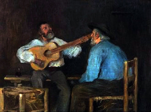 Luis Graner Hombres Tocando la Guitarra - Hand Painted Oil Painting