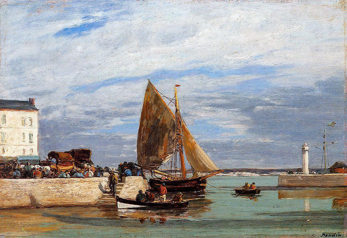 Eugene-Louis Boudin Honfleur, the Port - Hand Painted Oil Painting