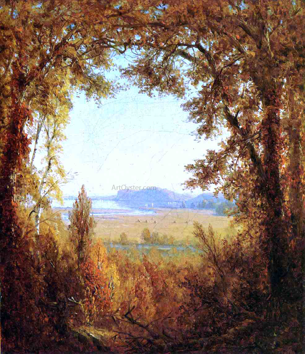 Sanford Robinson Gifford Hook Mountain on the Hudson River - Hand Painted Oil Painting