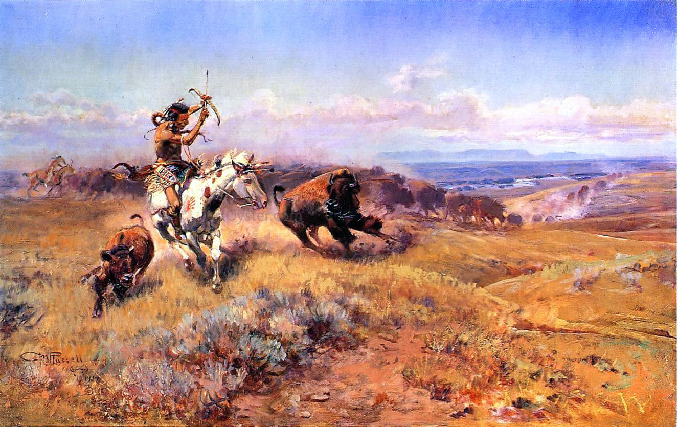 Charles Marion Russell Horse of the Hunter (also known as Fresh Meat) - Hand Painted Oil Painting