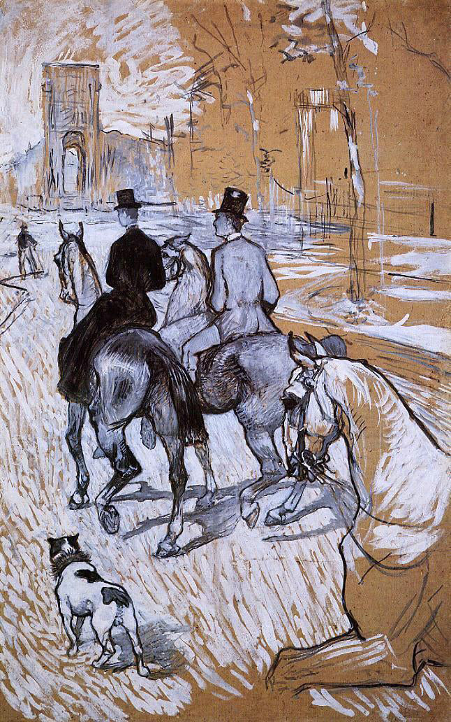 Henri De Toulouse-Lautrec Horsemen Riding in the Bois de Boulogne - Hand Painted Oil Painting