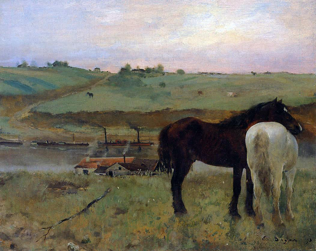 Edgar Degas Horses in a Meadow - Hand Painted Oil Painting