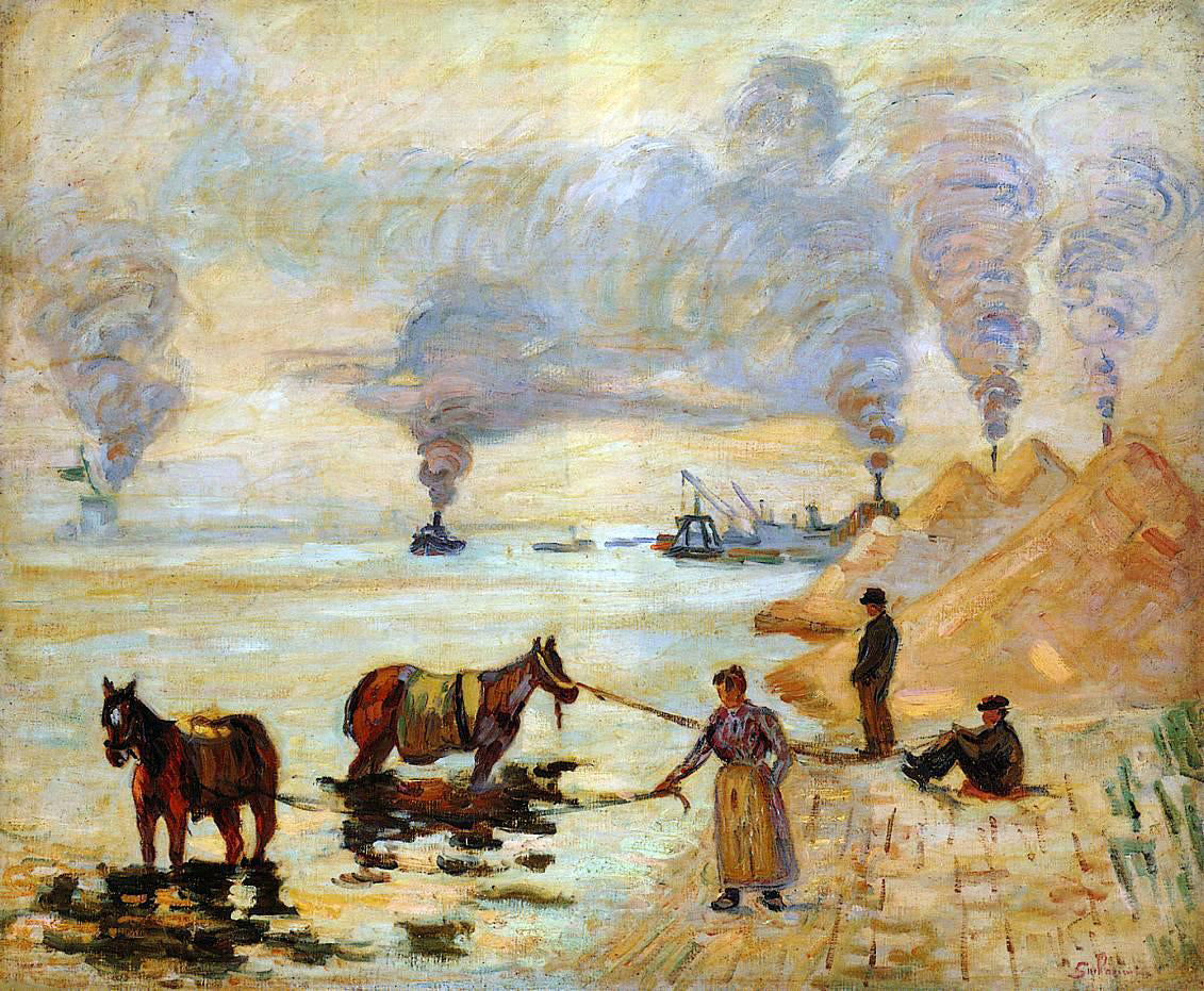 Armand Guillaumin Horses in the Sand at Ivry - Hand Painted Oil Painting
