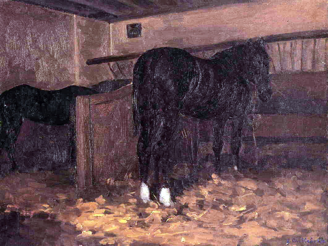Gustave Caillebotte Horses in the Stable - Hand Painted Oil Painting