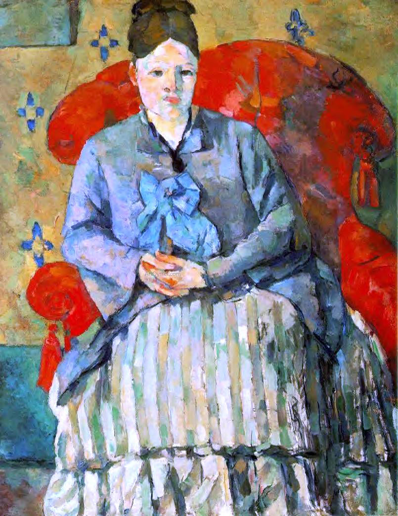 Paul Cezanne Hortense Fiquet in a Striped Skirt - Hand Painted Oil Painting