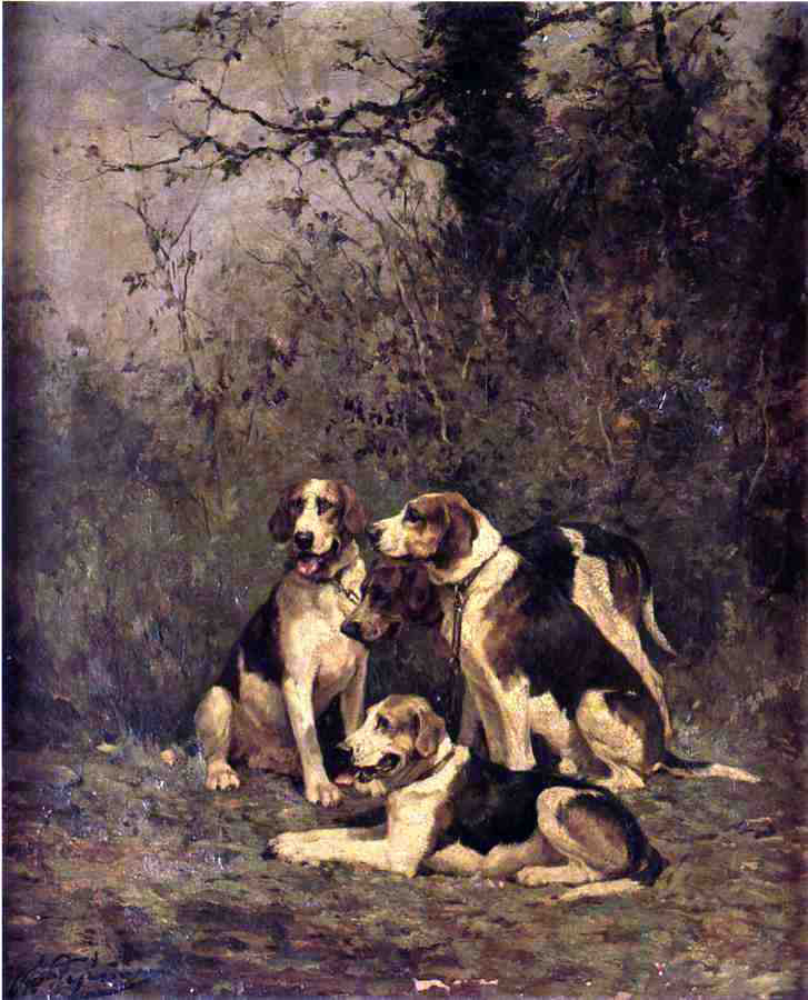 Charles Olivier De Penne Hounds at Rest - Hand Painted Oil Painting