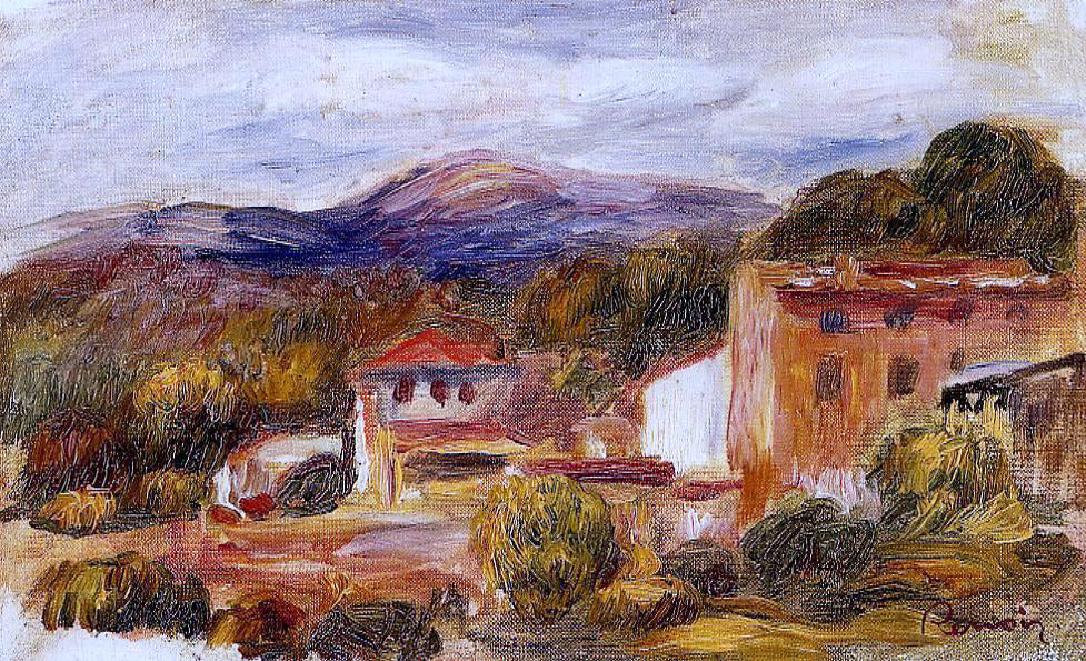 Pierre Auguste Renoir House and Trees with Foothills - Hand Painted Oil Painting
