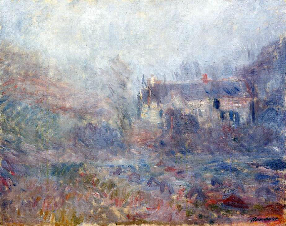  Claude Oscar Monet Houses at Falaise in the Fog - Hand Painted Oil Painting