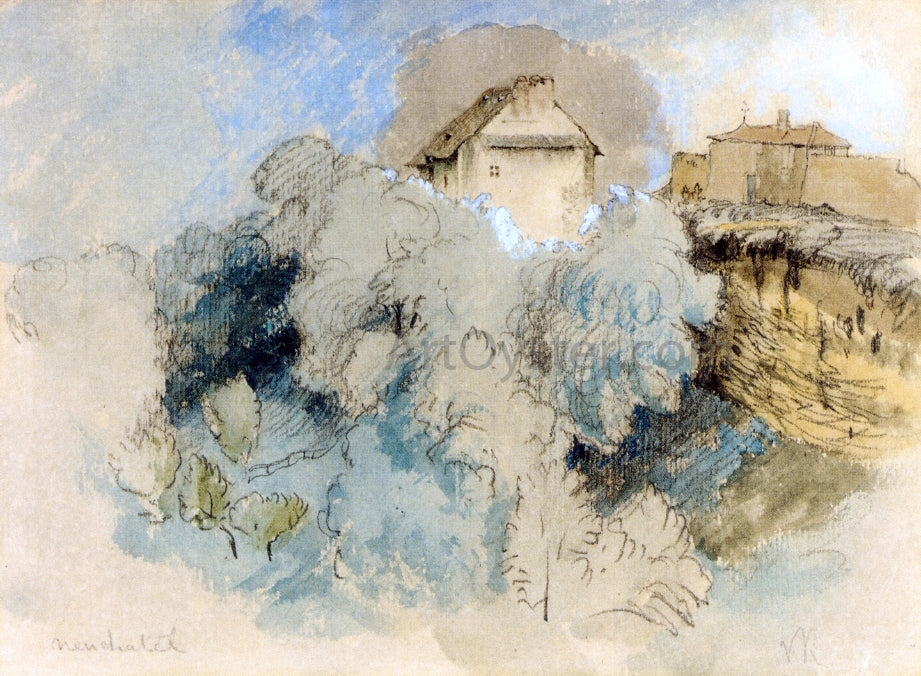 John Ruskin Houses at Heuchatel, Switzerland - Hand Painted Oil Painting