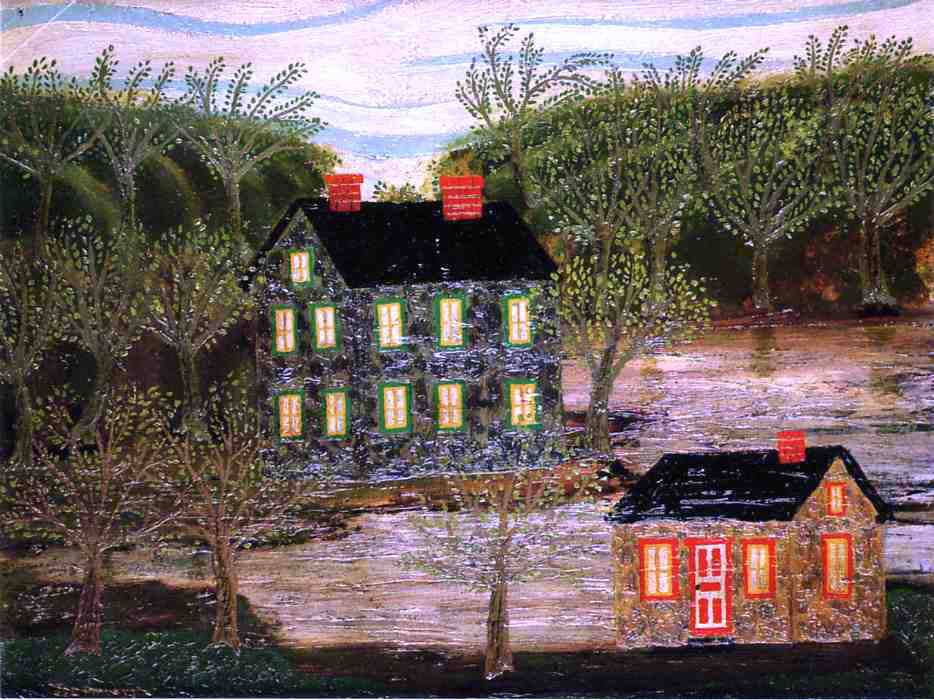  Joseph Pickett Houses by a Stream, Lambertville - Hand Painted Oil Painting