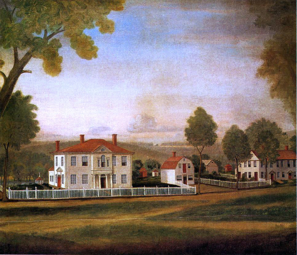 Ralph Earl Houses Fronting New Milford Green - Hand Painted Oil Painting