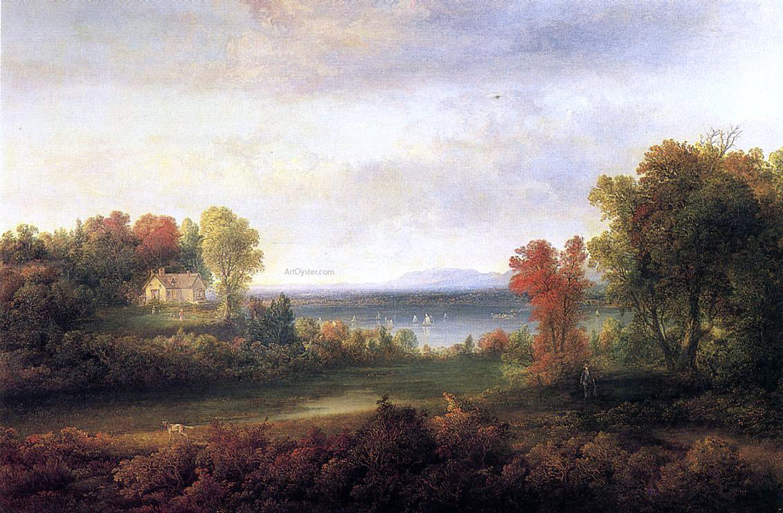 Thomas Doughty Hudson River Landscape - Hand Painted Oil Painting