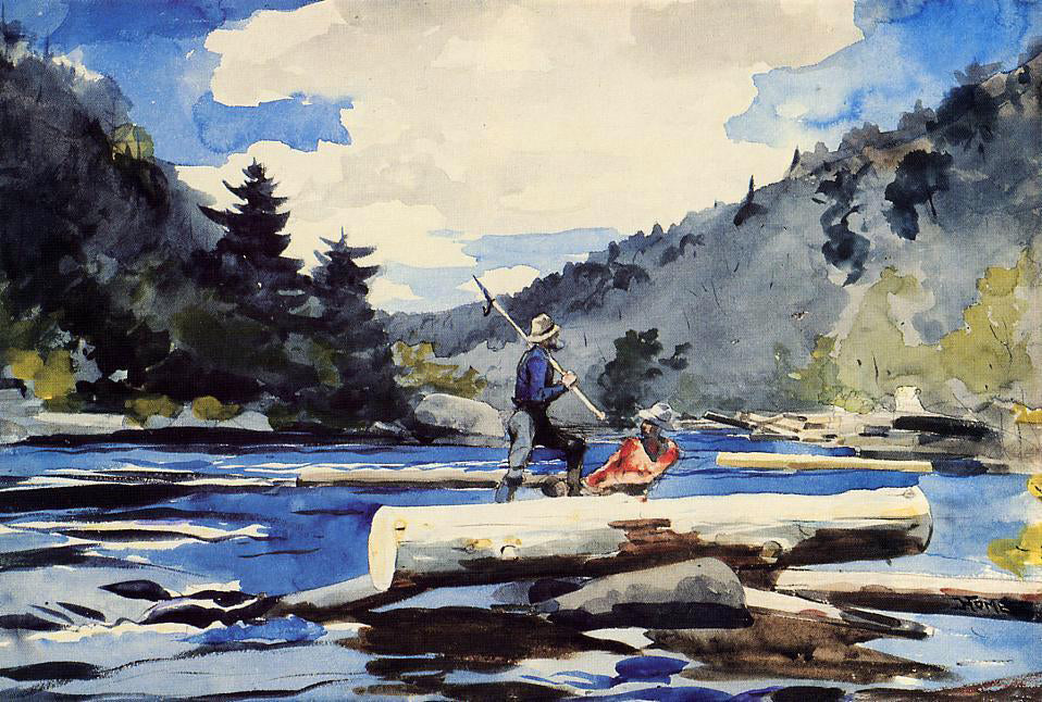  Winslow Homer Hudson River, Logging - Hand Painted Oil Painting