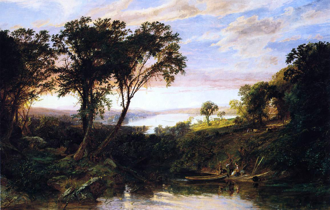 Jasper Francis Cropsey Hudson River View, Summer - Hand Painted Oil Painting