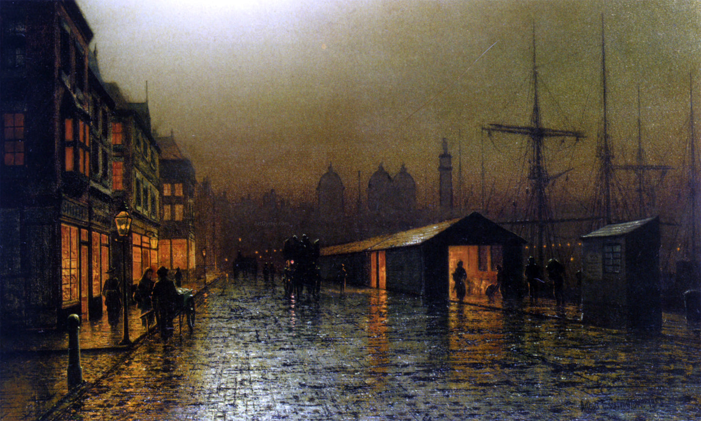  Arthur E Grimshaw Hull Docks by Night - Hand Painted Oil Painting