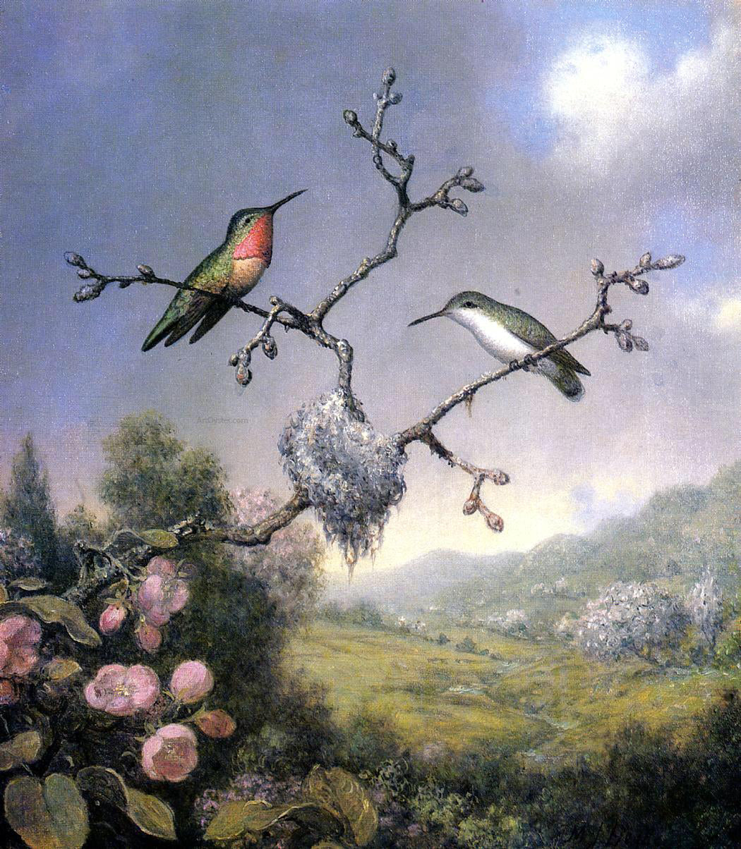 Martin Johnson Heade Hummingbirds and Apple Blossoms - Hand Painted Oil Painting