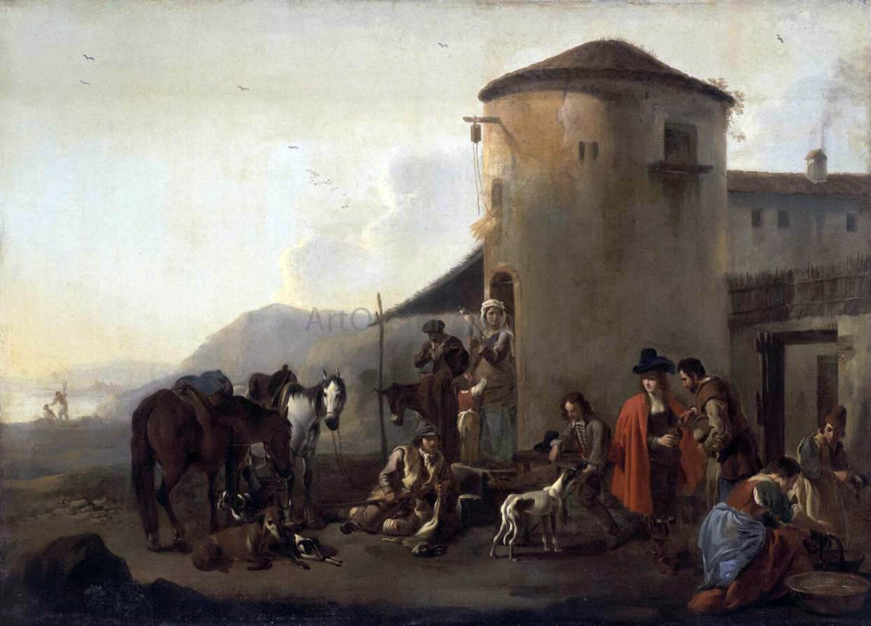 Jan Miel Hunters at Rest - Hand Painted Oil Painting
