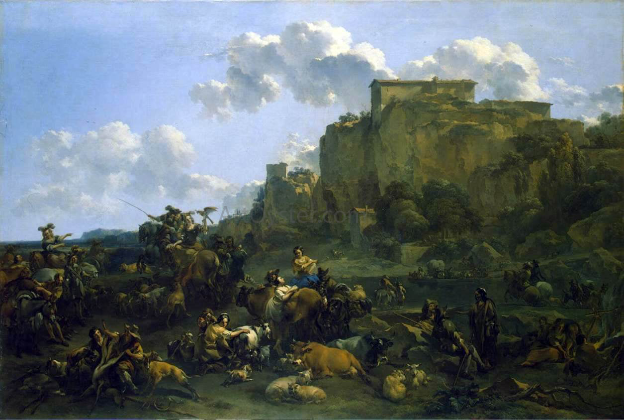 Nicolaes Berchem Hunters Resting - Hand Painted Oil Painting
