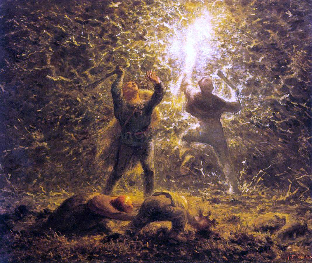  Jean-Francois Millet Hunting Birds at Night - Hand Painted Oil Painting