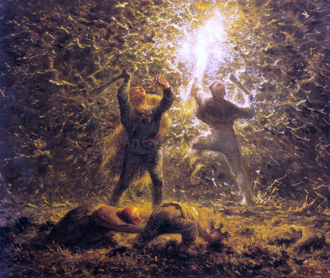 Jean-Francois Millet Hunting Birds at Night - Hand Painted Oil Painting