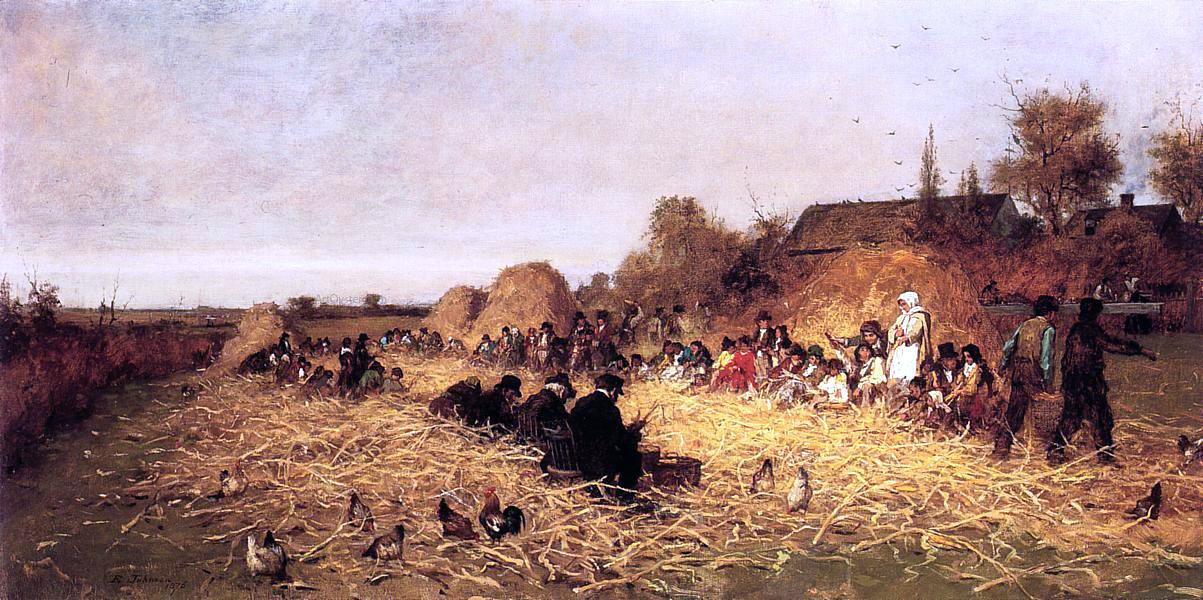 Eastman Johnson Husking Bee, Island of Nantucket - Hand Painted Oil Painting
