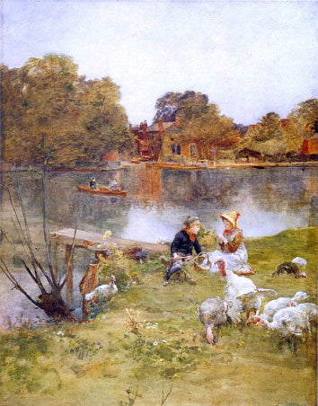 Luigi Chialiva I Guardiani de Tacchini - Hand Painted Oil Painting