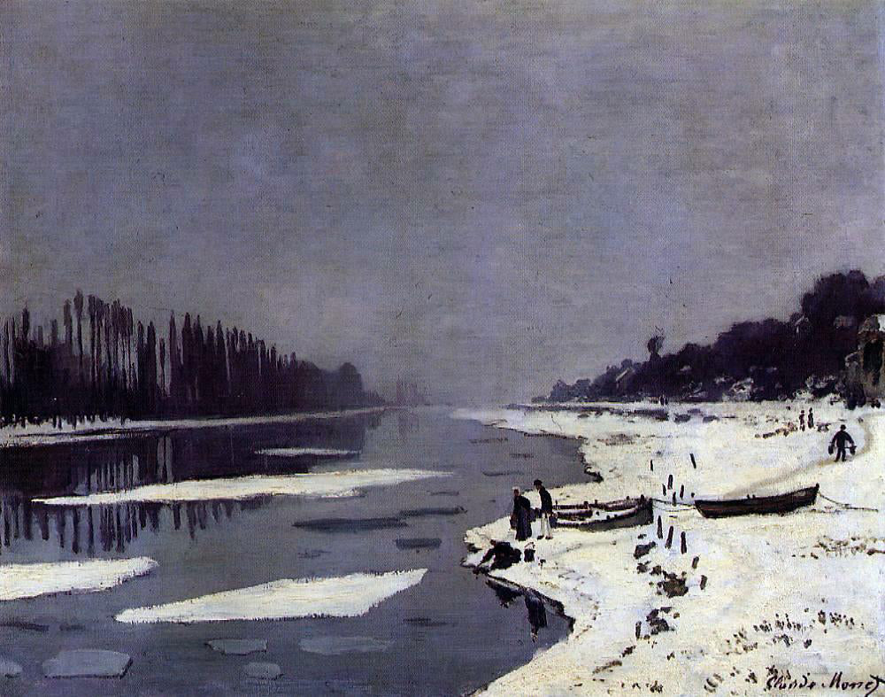 Claude Oscar Monet Ice Floes on the Seine at Bougival - Hand Painted Oil Painting