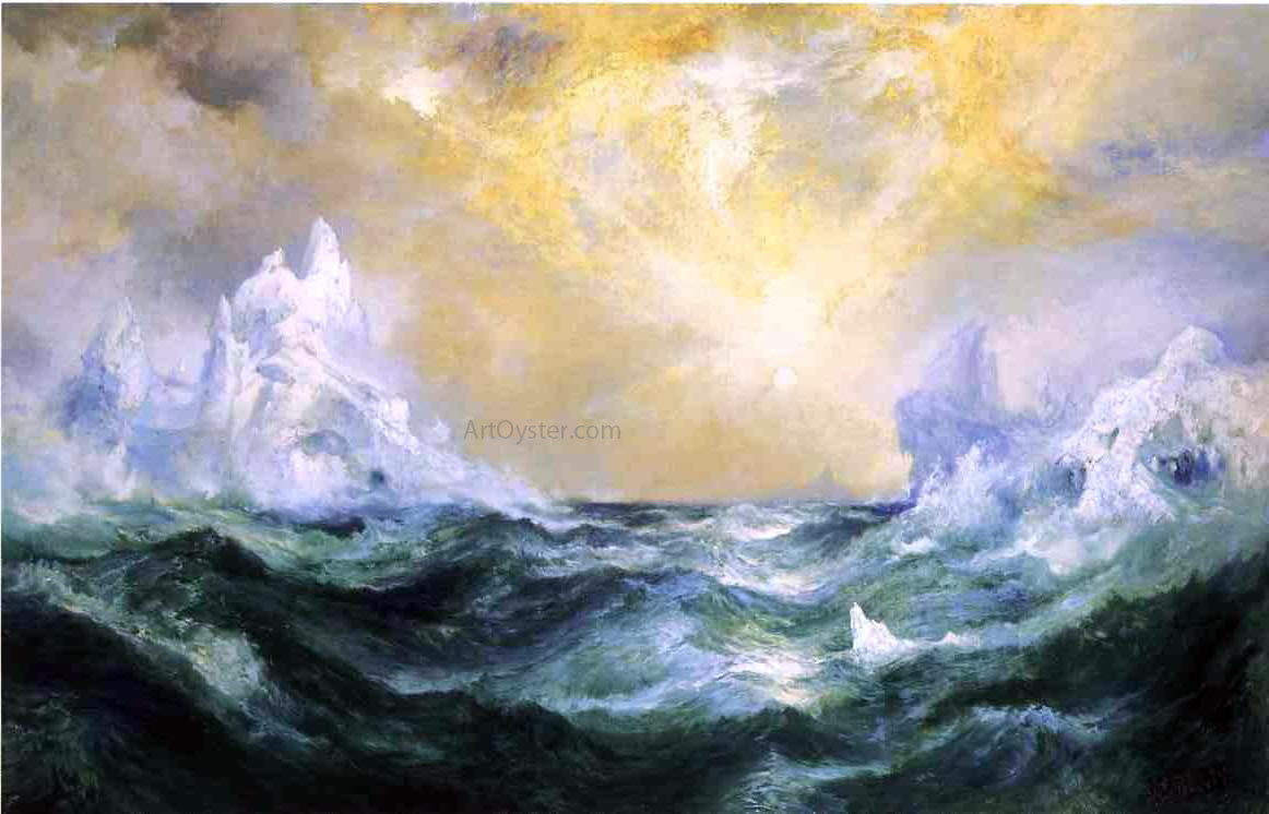 Thomas Moran Icebergs in Mid-Atlantic - Hand Painted Oil Painting