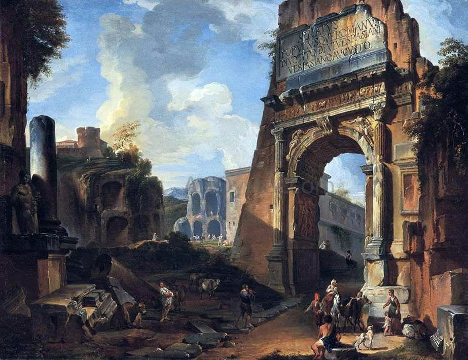 Giovanni Paolo Pannini Ideal Landscape with the Titus Arch - Hand Painted Oil Painting
