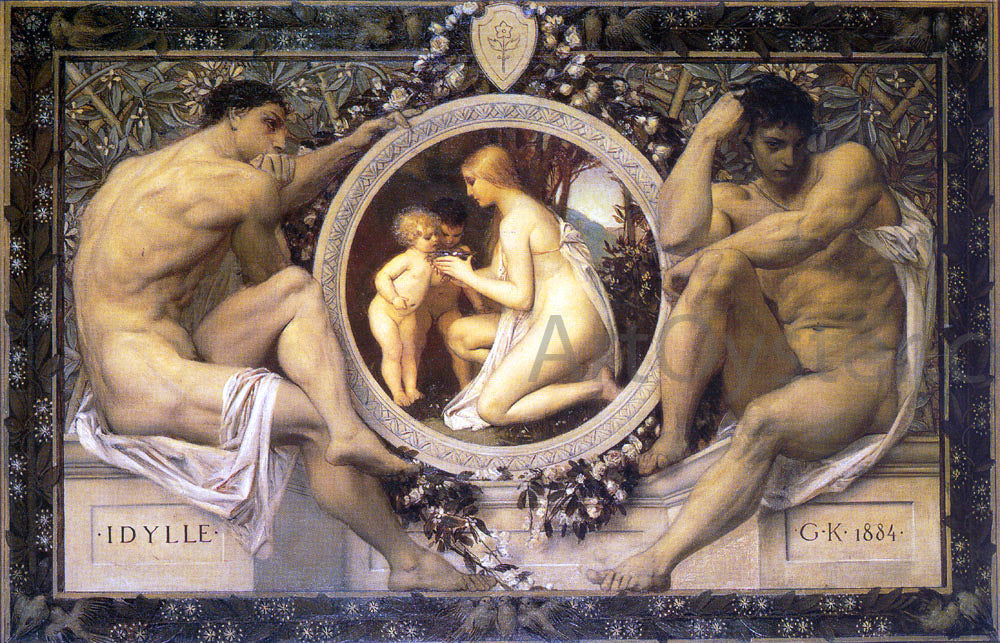 Gustav Klimt Idyll - Hand Painted Oil Painting