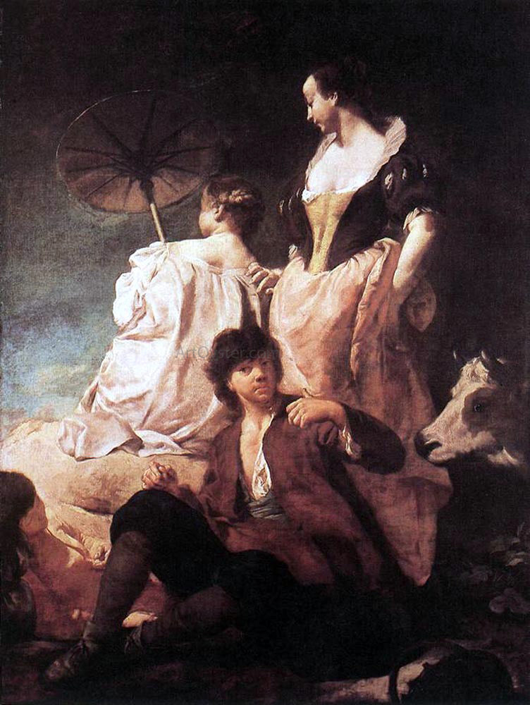 Giovanni Battista Piazzetta Idyll at the Coast - Hand Painted Oil Painting
