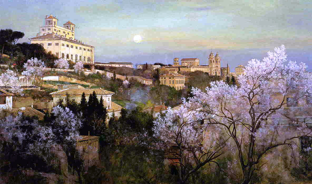 Charles Caryl Coleman Il Pincio with a View of Villa Medici - Hand Painted Oil Painting