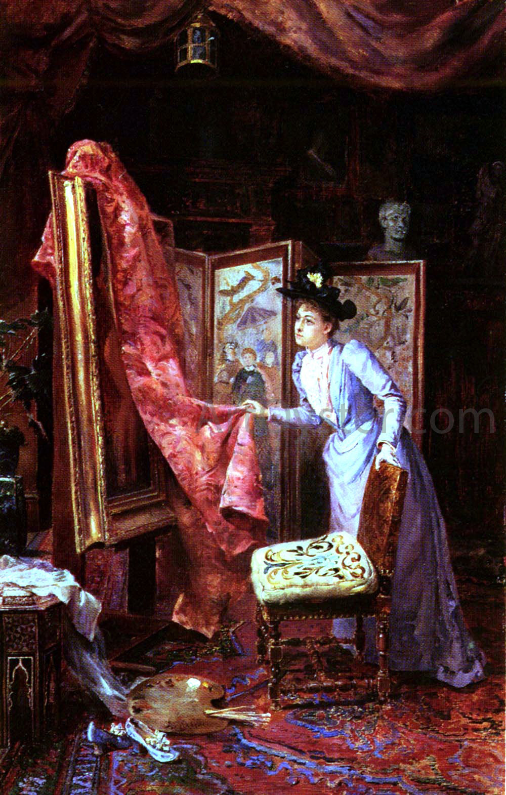 Achille Vianelli Il Studio Da Pittura - Hand Painted Oil Painting