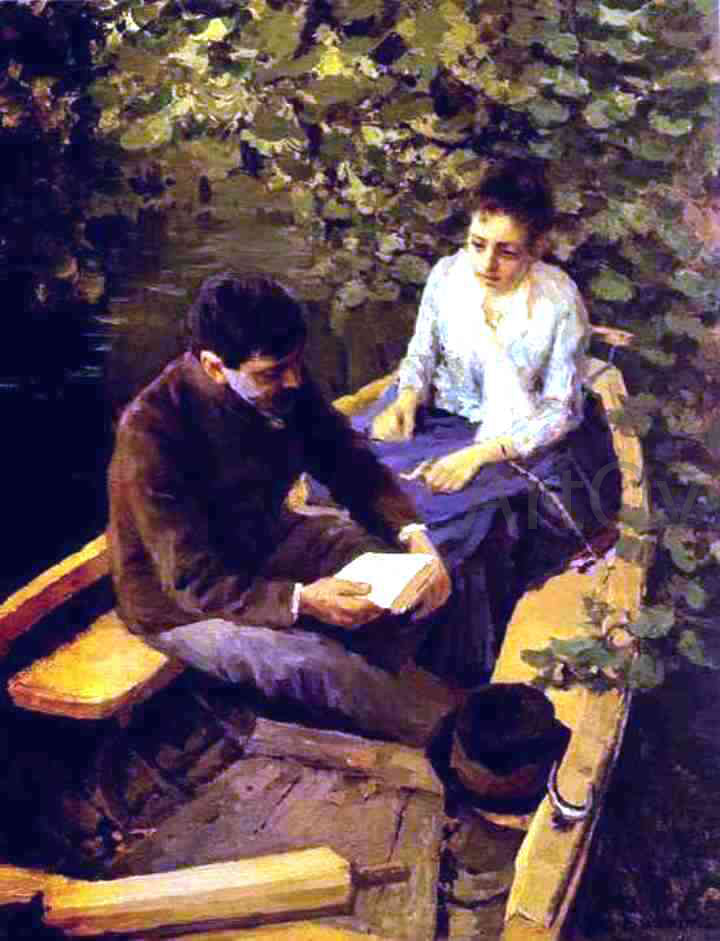 Constantin Alexeevich Korovin In a Boat (Portrait of the Artist Maria Yakunchikova and Self-Portrait) - Hand Painted Oil Painting