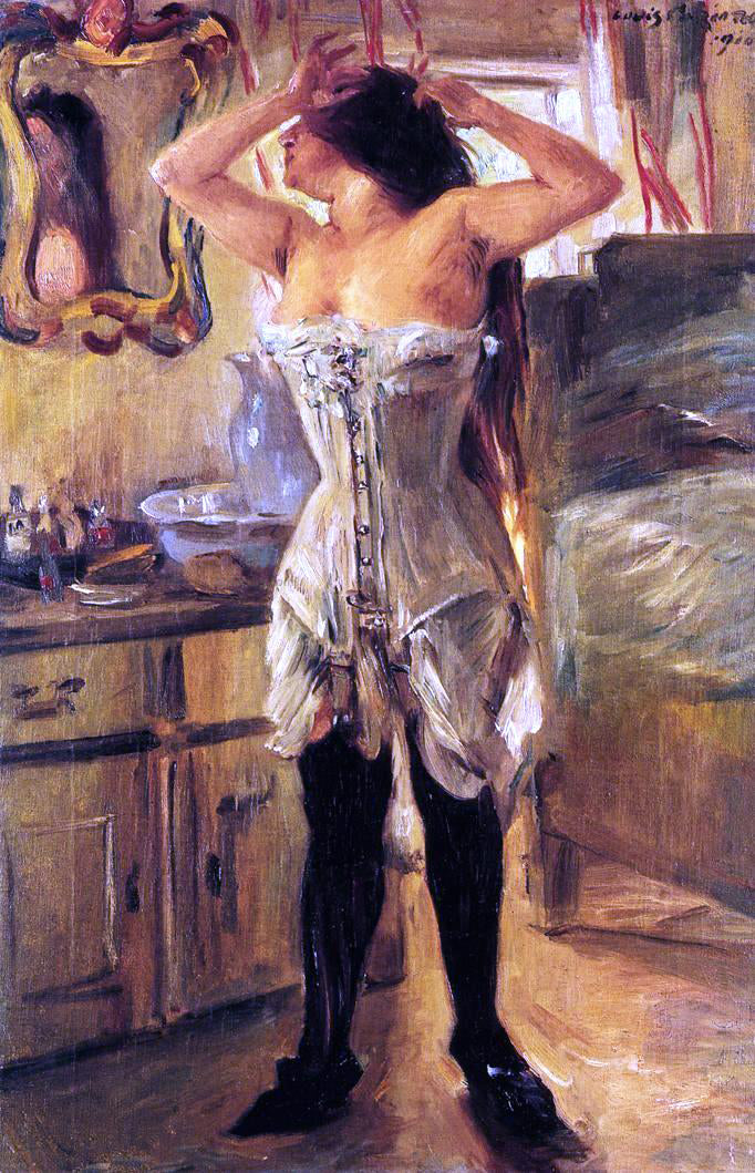 Lovis Corinth In a Corset - Hand Painted Oil Painting