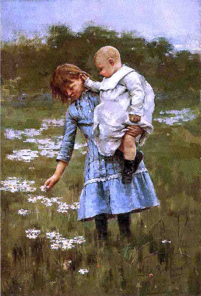  Theodore Robinson In a Daisy Field - Hand Painted Oil Painting