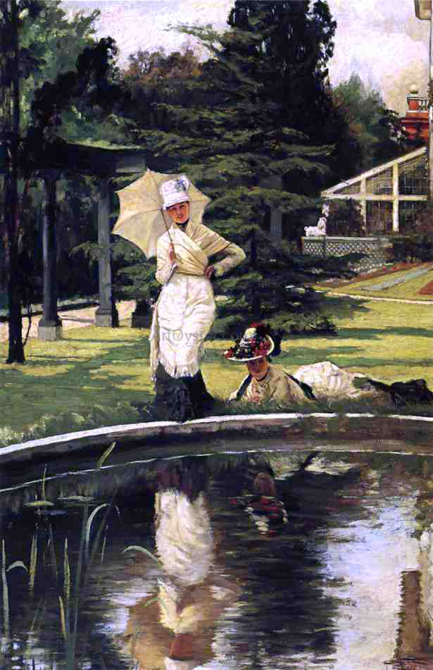 James Tissot In an English Garden - Hand Painted Oil Painting