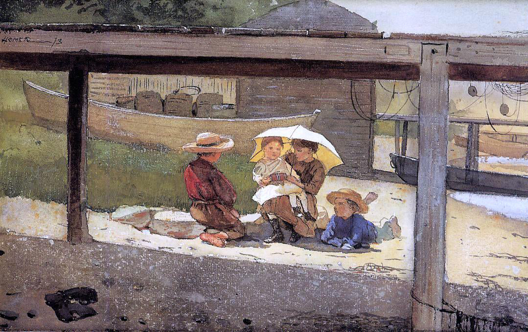 Winslow Homer In Charge of Baby - Hand Painted Oil Painting