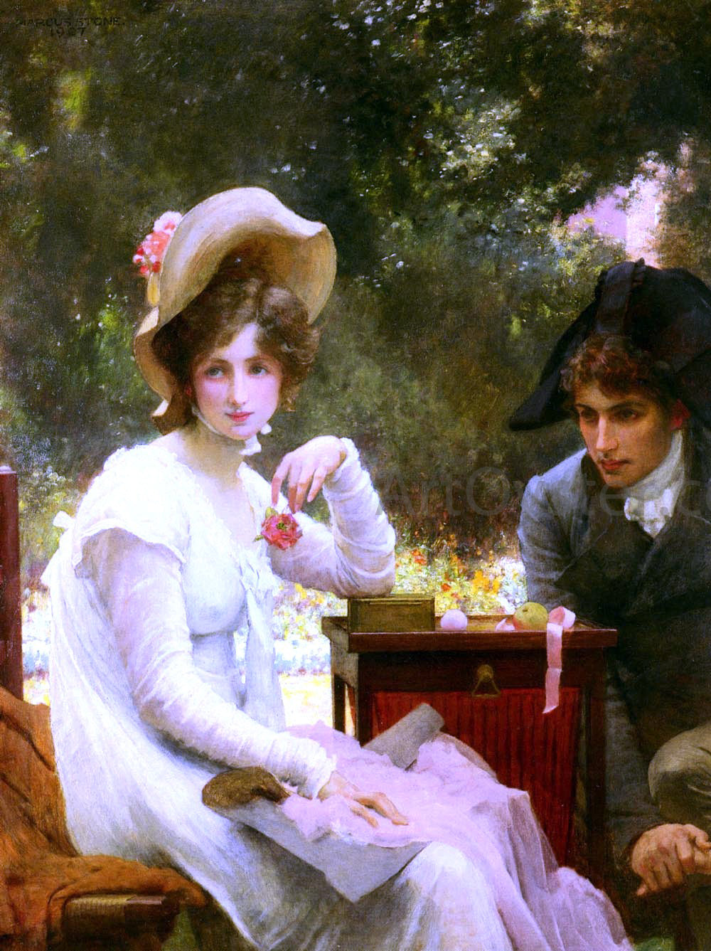 Marcus Stone In Love - Hand Painted Oil Painting