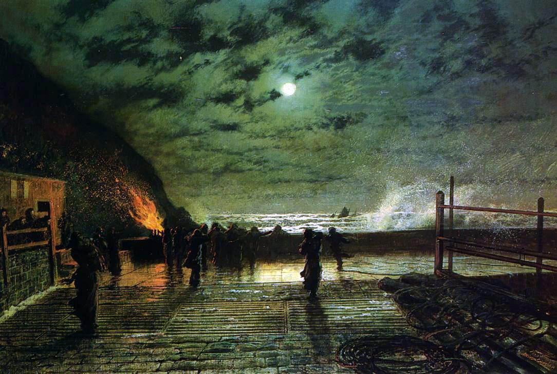John Atkinson Grimshaw In Peril - Hand Painted Oil Painting