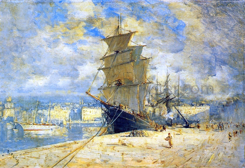 Frank Myers Boggs In Port - Hand Painted Oil Painting