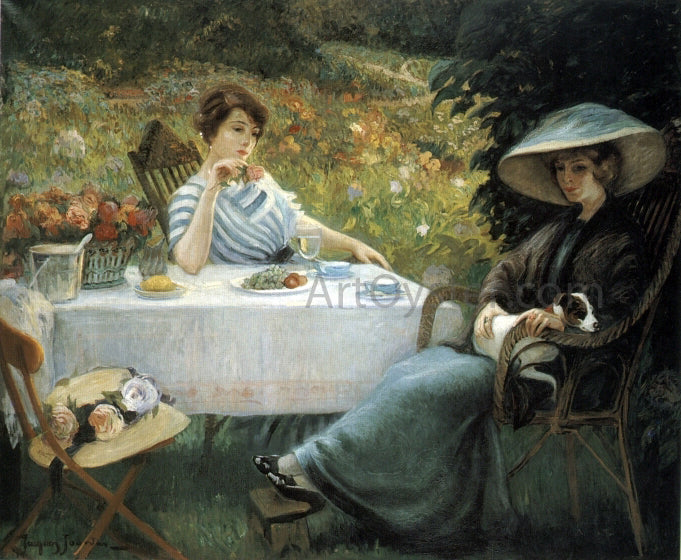 Jean-Jacques-Raoul Jourdan In the Garden - Hand Painted Oil Painting