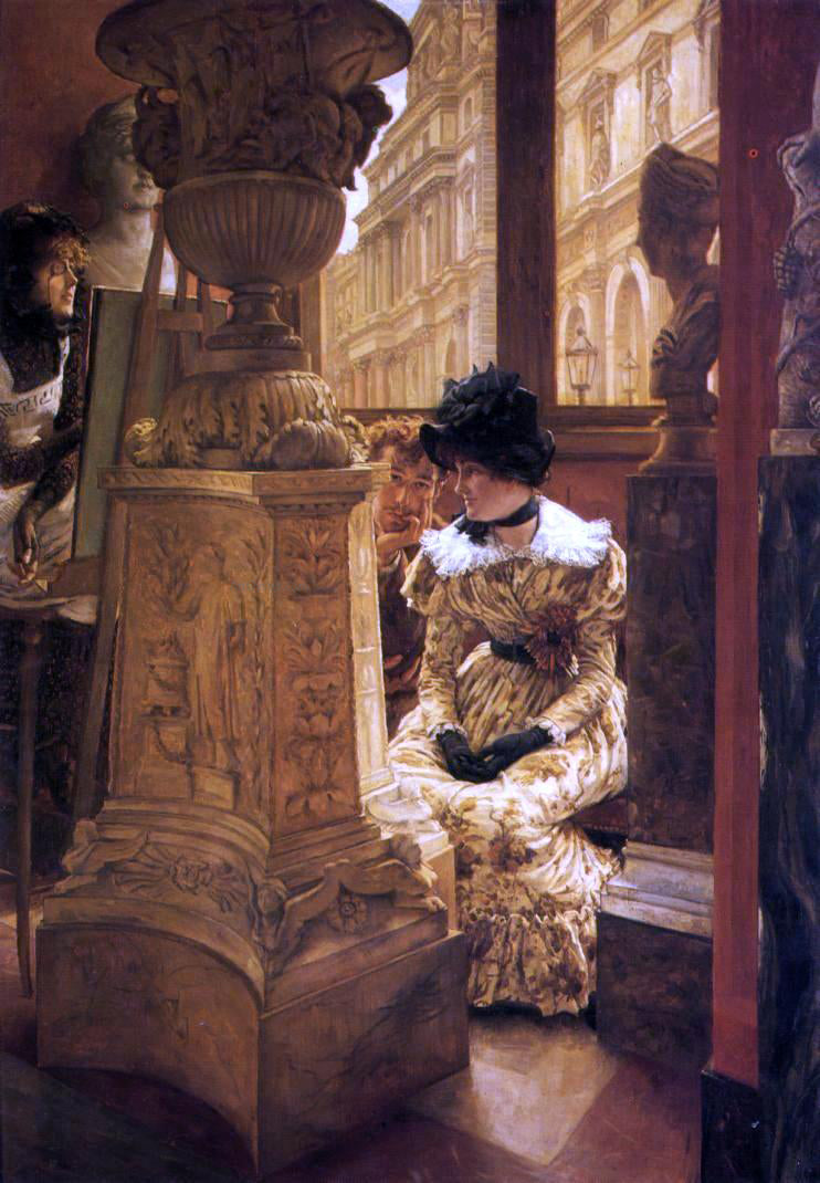 James Tissot In the Louvre - Hand Painted Oil Painting
