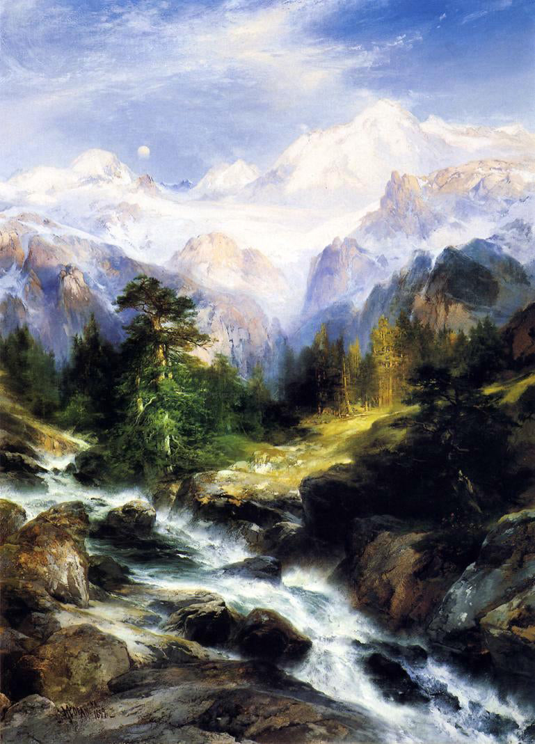 Thomas Moran In the Teton Range - Hand Painted Oil Painting