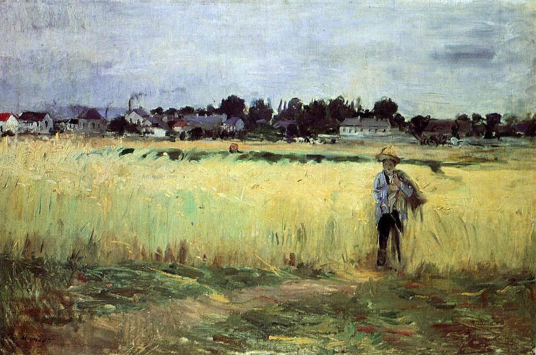 Berthe Morisot In the Wheat Fields at Gennevilliers - Hand Painted Oil Painting