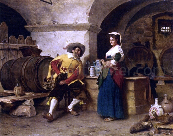 Tito Conti In the Wine Cellar - Hand Painted Oil Painting