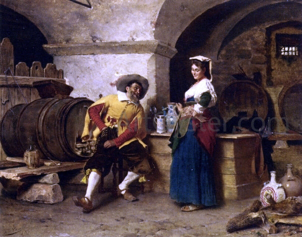  Tito Conti In the Wine Cellar - Hand Painted Oil Painting