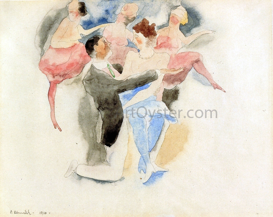 Charles Demuth In Vaudeville: Man and Woman with Chorus - Hand Painted Oil Painting