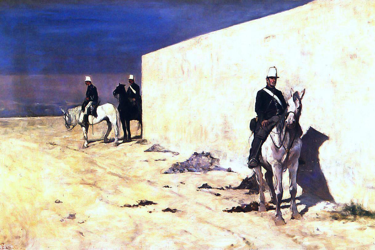 Giovanni Fattori In vedetta (also known as Il muro bianco) - Hand Painted Oil Painting