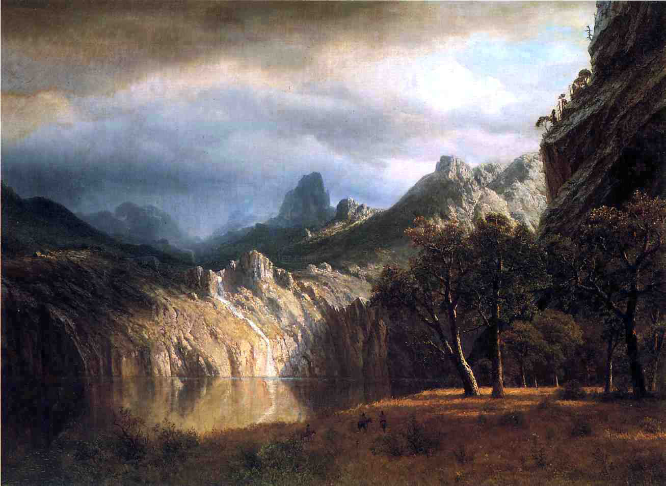 Albert Bierstadt In Western Mountains - Hand Painted Oil Painting